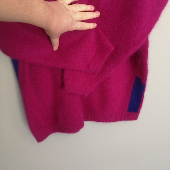 Vintage 80's 90's Angora Rabbit Hair and Lambswool Bright Geometric Swea… - Picture 9 of 16